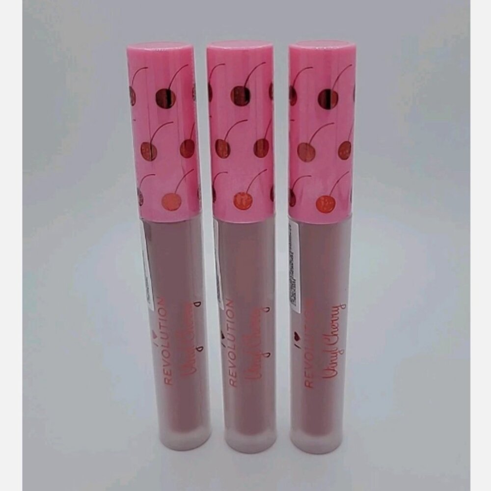 NEW! 3x Revolution Vinyl Cherry Liquid Lipstick CHERRY BAKEWELL 0.07 oz Each